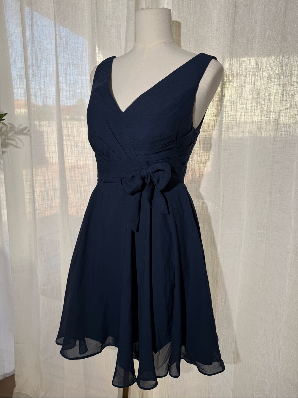 NWT Weinaze Navy Blue V-Neck Short Formal Party Sleeveless Fit & Flare Dress